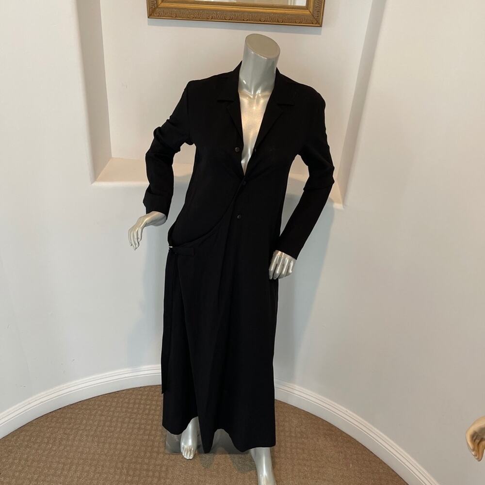 Y’S YOHJI YAMAMOTO Black Long Sleeve Maxi Dress Coat  Designer Size Japan 3